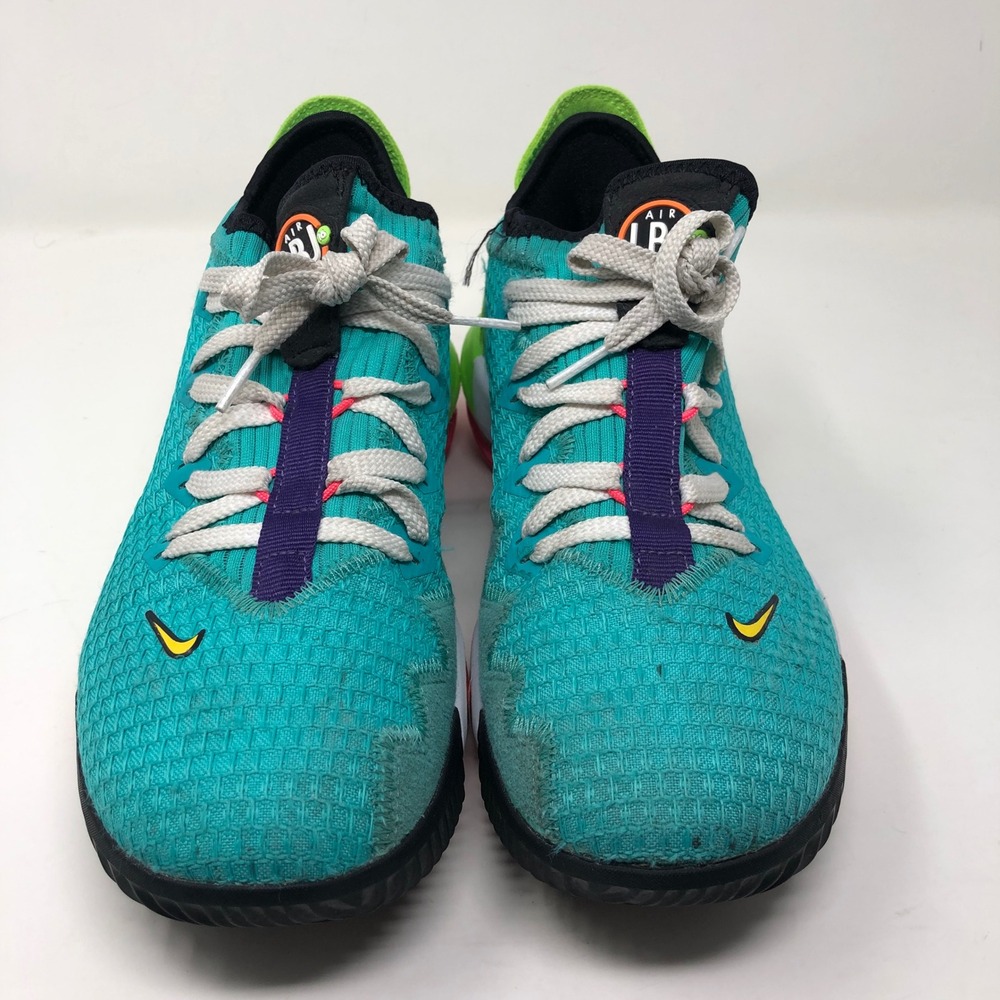 Nike LeBron 16 Low Mens 7.5 Basketball Shoes Hyper Jade Orange Green CI2668-301 - Picture 2 of 15